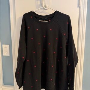 Torrid Black Sweatshirt with Tiny Embroidered Hearts